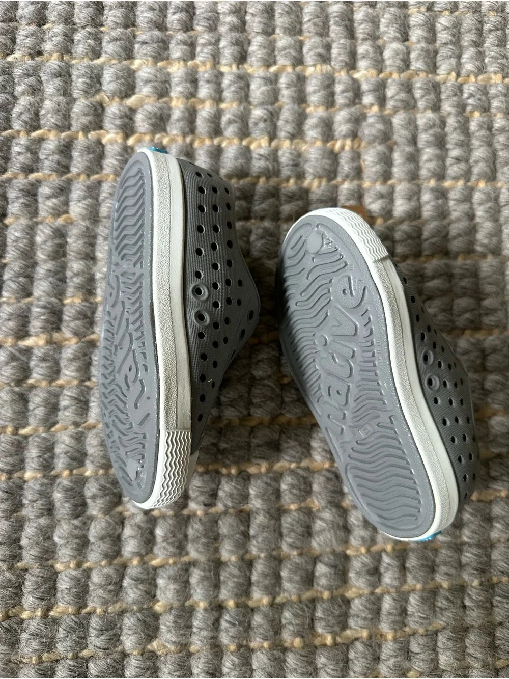 Native C-5 Slip-On Water-Friendly Gray Shoes with White Toe